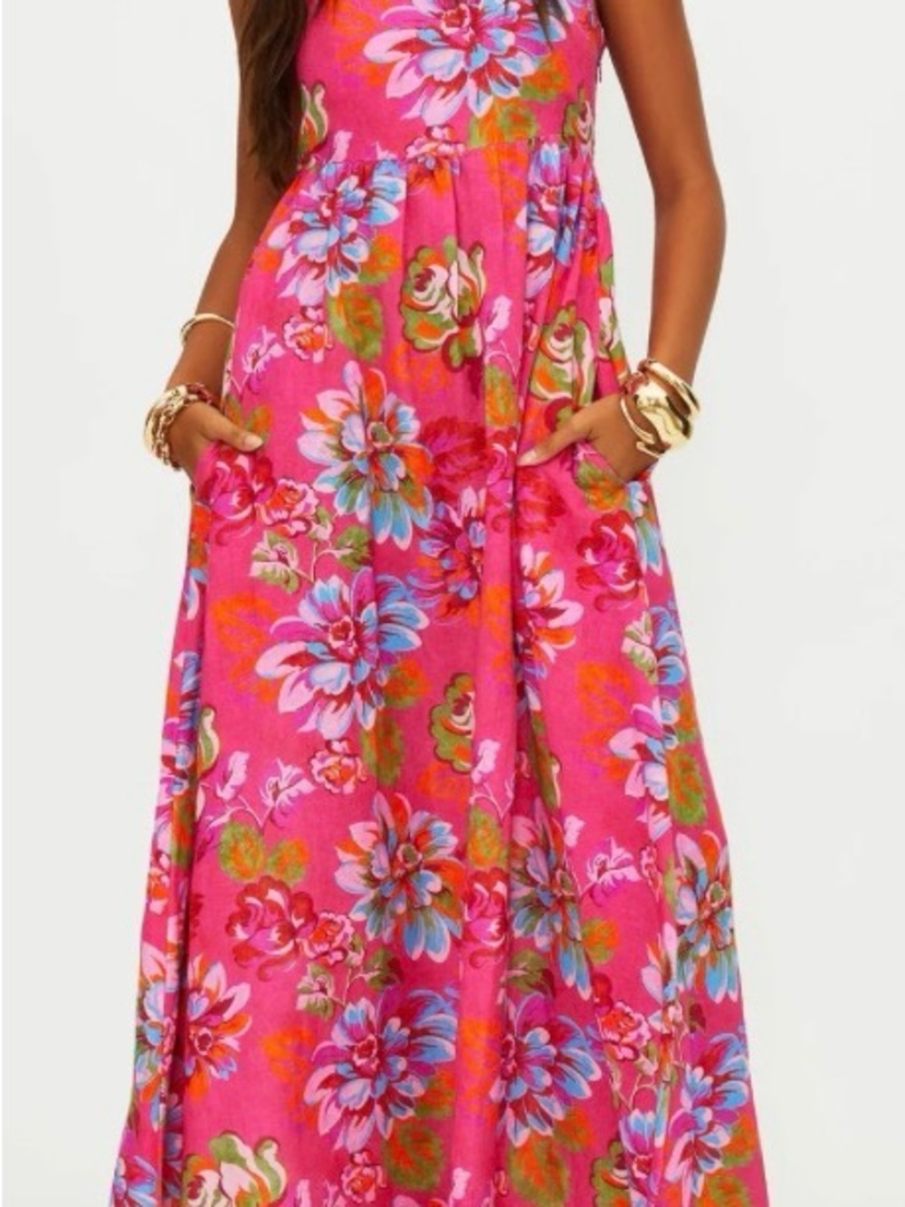 Beach Riot Pink Floral Maxi Skirt with Multicolor Blooms